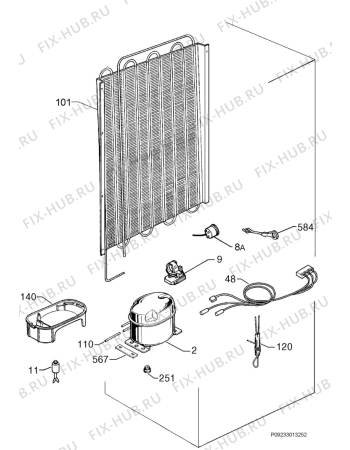 Взрыв-схема холодильника Faure FRI337W - Схема узла Cooling system 017